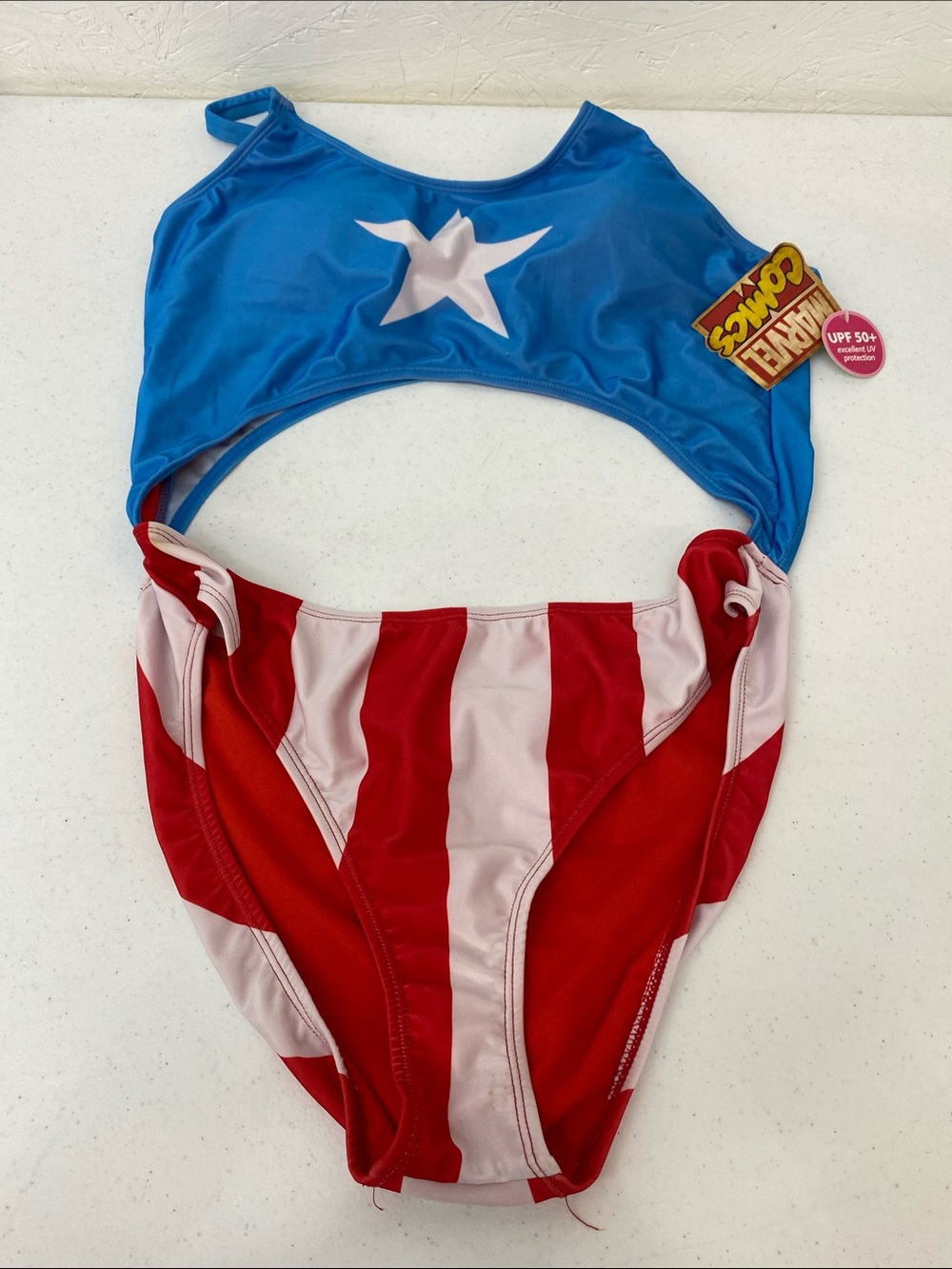 Marvel Patriotic One-Piece Swimsuit - Blue, Red & White